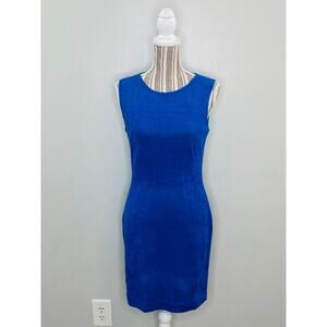 Anthropologie Greylin Blue Micro Suede Dress Women Size Small Perforated Texture